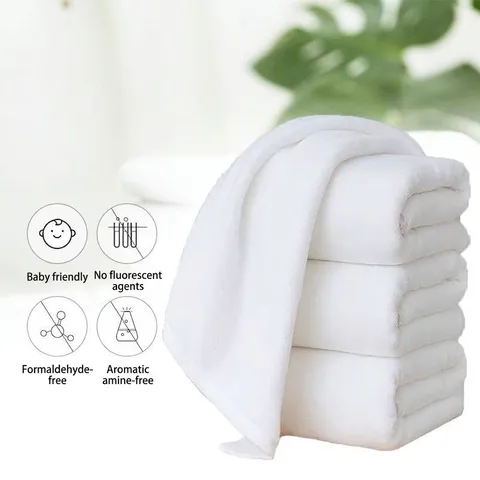 White Pure Cotton Hotel Towel Soft Absorbent Face Towel For Beauty Salon Spa Home Plain Woven Cotton Towel