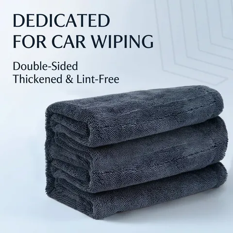 Microfiber Twist Loop Car Drying Towel High Absorbency Lint Free Thickened Auto Detailing Cleaning Cloth Grey Wash Towel For Car Home
