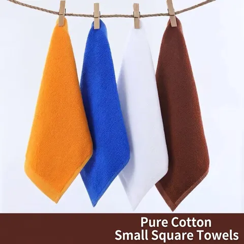 Pure Cotton Square Hand Towels Absorbent Solid Color Face Towel For Kitchen Bathroom Hotel Small Square Cotton Towels