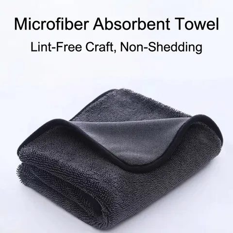 Microfiber Twist Loop Car Drying Towel High Absorbency Lint Free Thickened Auto Detailing Cleaning Cloth Grey Wash Towel For Car Home