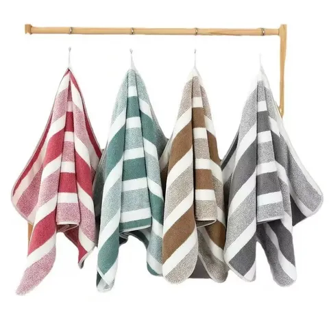 Striped Coral Fleece Absorbent Bath Towel For Home Bathroom Soft Quick Dry Thickened Towel And Bath Towel For Daily Use