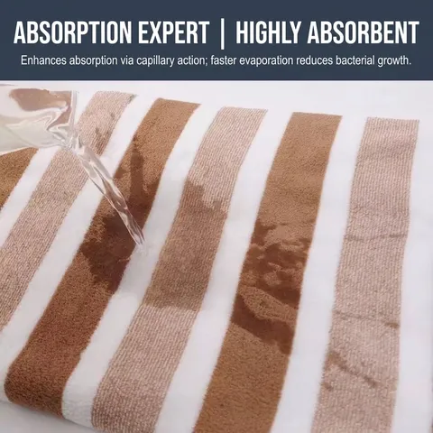 Striped Coral Fleece Bath Towel Highly Absorbent Thickened Microfiber Face Towel For Adults Bathroom Shower Home Travel Soft Wrap
