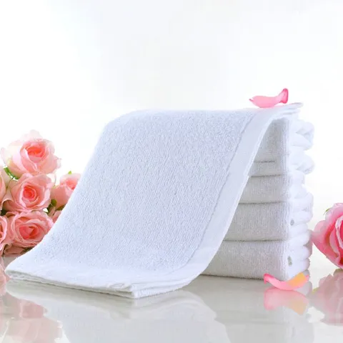 Professional White Pure Cotton Hotel Towel High Absorbent Soft Face Towel For Beauty Salon Spa Bath Washcloth Plain Weave