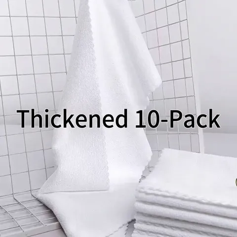 White Disposable Thickened Microfiber Washcloth Absorbent Scalloped Edge Face Towel For Hotel Salon Spa Daily Cleaning
