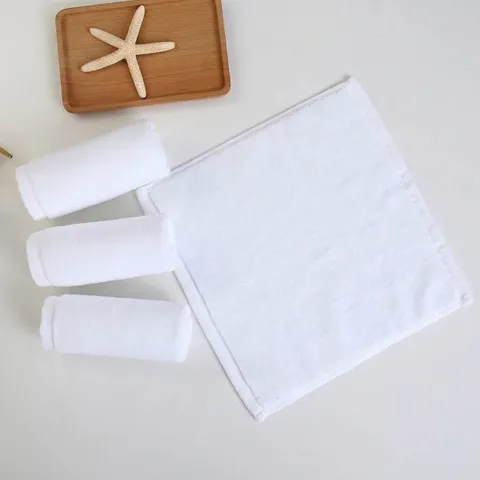 White Pure Cotton Square Towel Soft Absorbent Loop Pile Small Hand Washcloth For Hotel Restaurant Kindergarten Daily Home Use