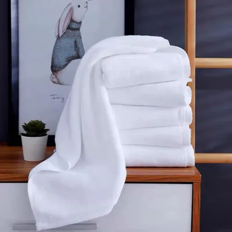 Asciugamano Piccolo in Puro Cotone Bianco Monouso Ispessito Hotel Salone Commerciale Asciugamano Viso Assorbente Morbido