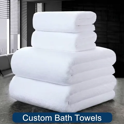 White Hotel Bath Towel Pure Cotton Thickened Large Size Highly Absorbent Soft Towel For Bathroom Salon Spa