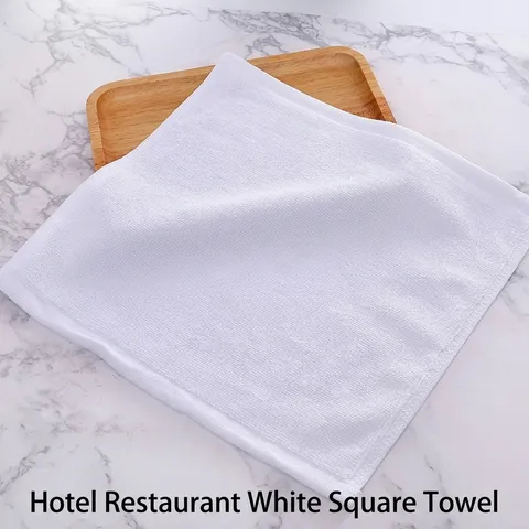 White Pure Cotton Small Square Hand Towels Highly Absorbent Soft Terry Washcloths For Hotel Restaurant Kitchen Home Cleaning Dish Cloths