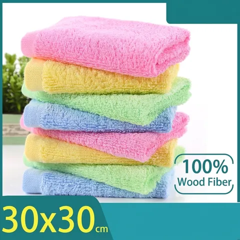 Thickened Wood Fiber Cleaning Cloth Dishcloth For Kitchen Oil Removal Absorbent Lint-Free Dish Towel Square Cleaning Rag