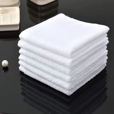 White Pure Cotton Face Towels Square Hand Towels Highly Absorbent Terry Washcloths For Hotel Restaurant Kindergarten Home Daily Cleaning