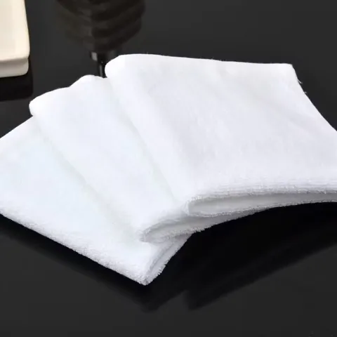 White Pure Cotton Face Towels Square Hand Towels Highly Absorbent Terry Washcloths For Hotel Restaurant Kindergarten Home Daily Cleaning