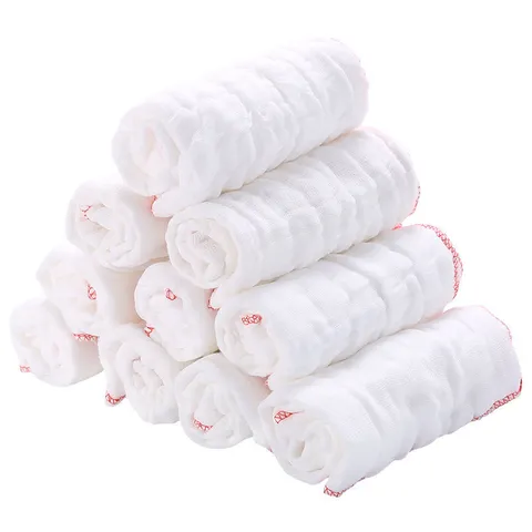 Strofinaccio in Pura Garza di Cotone Inspessito per Uso Domestico Bianco Bordo Overlock Rosso Assorbente Resistente all'Olio per Cucina