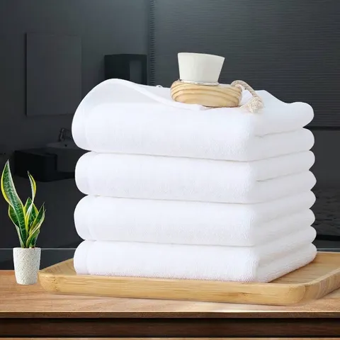 Color Sólido Blanco Algodón Toalla Engrosada Altamente Absorbente Hotel Baño Cara Paño Suave Toalla para Salón Spa Uso Diario