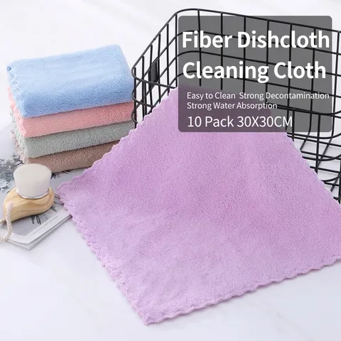 Thickened Coral Velvet Cleaning Cloth Absorbent Oil Removal Dish Towel Household Kitchen Scouring Pad Soft Square Washcloth