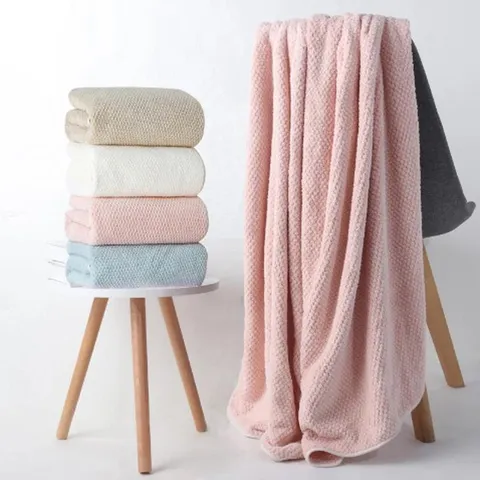 Asciugamano da Bagno in Pile di Corallo Soffice Assorbente Trama Ananas Jacquard Grande Misura Asciugatura Rapida Casa Spa Viaggio