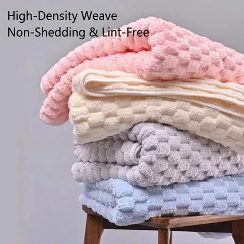 Soft Coral Fleece Bath Towel Thickened Absorbent Quick Dry Cloud Grid Textured Large Size For Adults Couples Home Bathroom Essentials