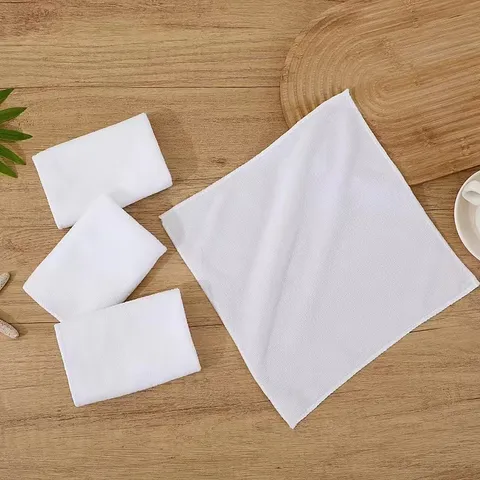 Hotel Quality White Microfiber Hand Towel Thickened Absorbent Square Face Towel For Bathroom Restaurant Cleaning Rags Soft Washcloth