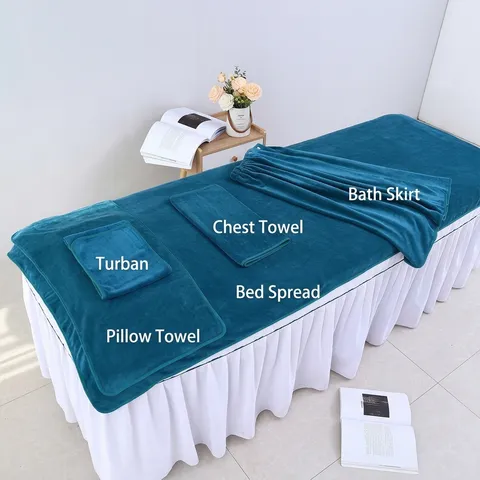 Juego de Toallas de Salón de Belleza de Microfibra Profesional Cubierta de Cama de Masaje Toalla de Baño para Spa Mujer