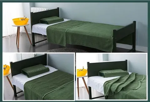 Coperta di Asciugamano in Puro Cotone Verde Militare Spessa Assorbente Coperta per Aria Condizionata per Dormitorio di Addestramento Militare Trapunta Estiva