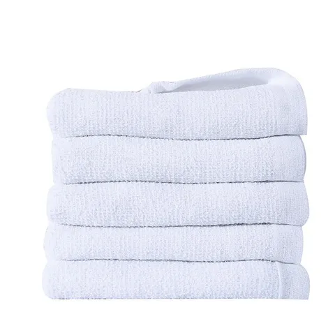 White Pure Cotton Face Towel Absorbent Terry Towel For Hotel Spa Salon Commercial Long Rectangle Plain Weave Towel