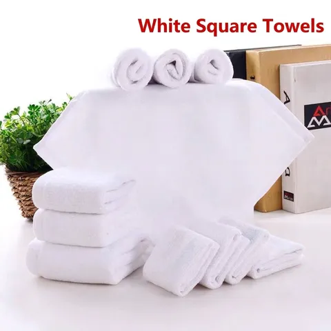 White Pure Cotton Square Towel Soft Absorbent Washcloth For Hotel Restaurant Kindergarten Home Kitchen Cleaning Hand Towel