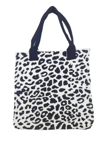 Dames Luipaardprint Gebreide Tote Tas Grote Capaciteit Polyester Geweven Schoudertas Stedelijk Minimalistisch Ins Stijl Zachte Handtas