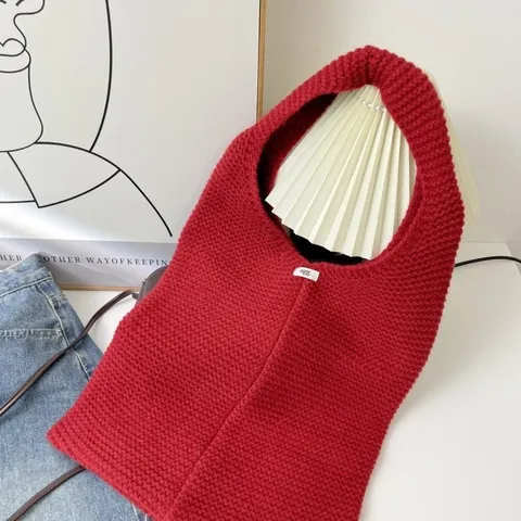 Dames Grote Capaciteit Gebreide Tote Tas Koreaanse Stijl Hobo Gevlochten Schoudertas Zachte Woon-werkverkeer Casual Gehaakte Tas