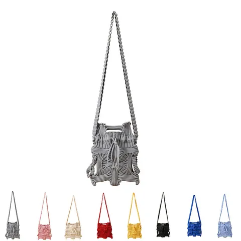 Koreaanse Stijl Gebreide Geplooide Mini Crossbody Tas Geweven Niche Ontwerp Telefoon Tas Voor Vrouwen Effen Kleur Kleine Schoudertas