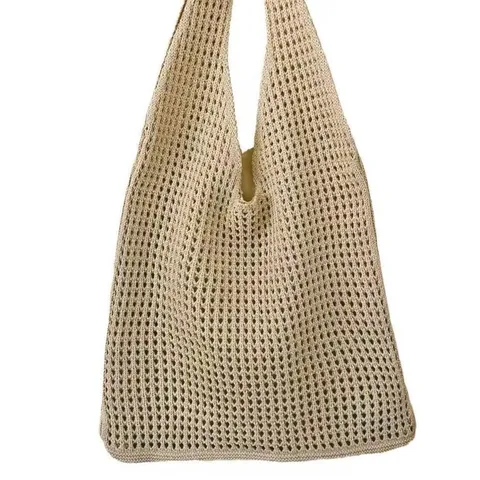 Borsa Tote in Maglia Traforata da Donna Borsa da Spiaggia all'Uncinetto Boemia Borsa a Spalla per Vacanze Estive