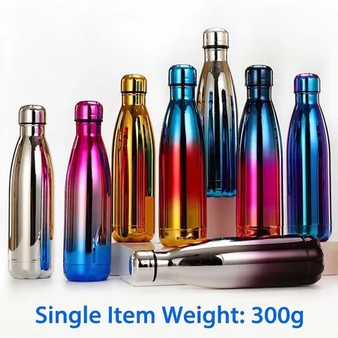 304 Stainless Steel Vacuum Insulated Water Bottle Cola Shape Mirror Electroplated Sports Flask Portable Leakproof Car Cup