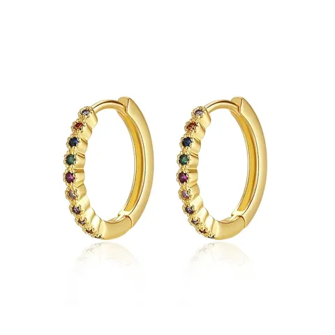 Minimalistische Kupfer Regenbogen Strass Creolen Kleine Bunte Kristall Ohrenschnalle Für Damen Mode Pendler Schmuck Geschenk
