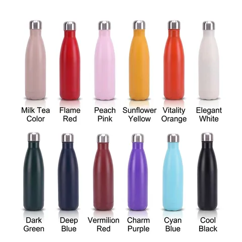 304 Stainless Steel Vacuum Insulated Cola Bottle Shape Water Bottle Frosted Plastic Spraying Portable Sports Flask