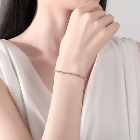 Pulsera de Lujo de Cobre y Circonia para Mujer Elegante Pulsera de Tenis Ajustable Joyería de Moda con CZ Geométrico Brillante
