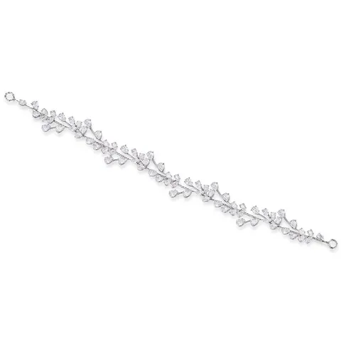 Bridal Wedding Cubic Zirconia Hair Vine Elegant Copper Leaf Headpiece For Women Silver Tone Crystal Prom Party Hair Accessory