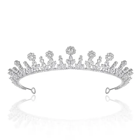 Diadema Corona Novia Circonia Moda Europea Mujer Accesorios Cabello Boda Elegante Lujoso Tiaras Tocado