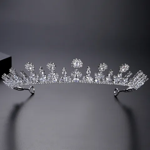 Diadema Corona Novia Circonia Moda Europea Mujer Accesorios Cabello Boda Elegante Lujoso Tiaras Tocado