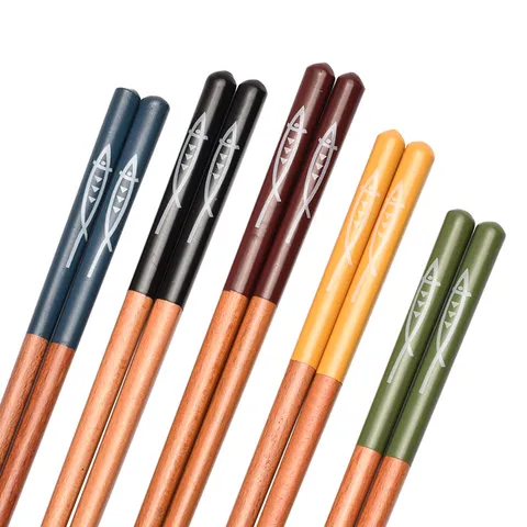 Palillos de Madera Puntiagudos de Estilo Japonés Patrón de Espina de Pescado Sauri Palillos de Madera Natural Reutilizables para Sushi Hogar