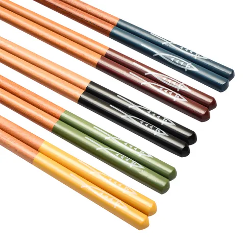 Palillos de Madera Puntiagudos de Estilo Japonés Patrón de Espina de Pescado Sauri Palillos de Madera Natural Reutilizables para Sushi Hogar