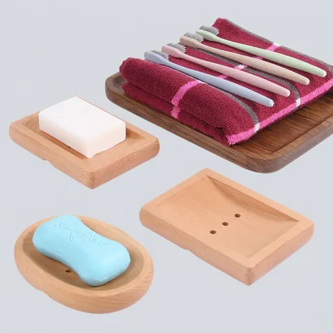 Minimalist Beech Wood Soap Dish With Drainage Holes Japanese Style Natural Wood Soap Holder For Bathroom Shower Toilet