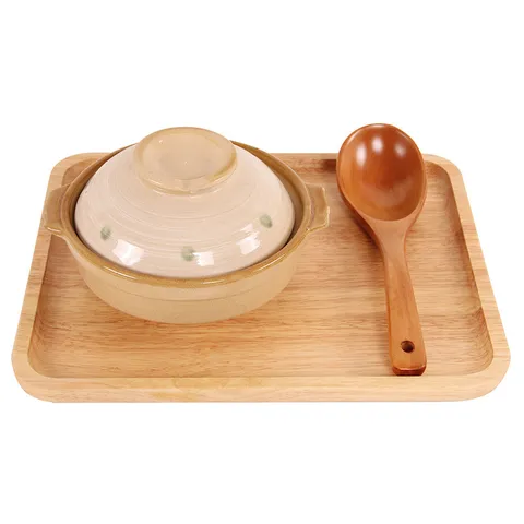Japanese Style Natural Wood Porridge Spoon Long Handle Kitchen Soup Spoon Non-Stick Tableware With Hanging Hole