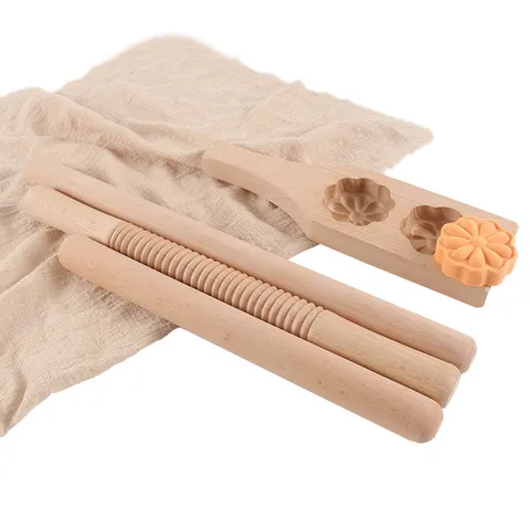 Rouleau à Pâtisserie en Bois de Hêtre Naturel Non Verni Rouleau à Pâte en Bois Massif pour Cuisson Raviolis Pizza Pâtisserie Outil de Cuisine