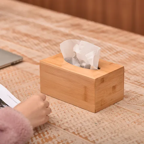 Boîte à Mouchoirs Créative en Bambou Support de Serviette en Bois Boîte de Rangement de Bureau Minimaliste Pour Hôtel Restaurant Décoration Intérieure