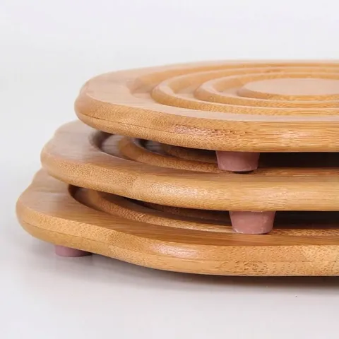 Natural Bamboo Heat Insulation Pad Non-slip Trivet For Kitchen Dining Table Round Square Pot Mat Protective Tabletop Accessories