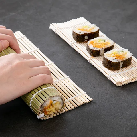 Japanese Natural Bamboo Sushi Rolling Mat Roller Gimbap Maker Handheld Kitchen Tool For Homemade Sushi DIY Cooking Accessories