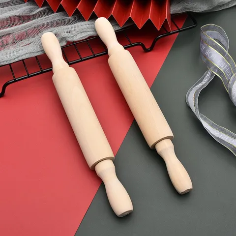 Mini Rouleau à Pâtisserie en Bois pour la Cuisson Pâte à Modeler DIY Rouleau à Farine en Bois Naturel pour Enfants Cuisine Maison Outils de Boulangerie