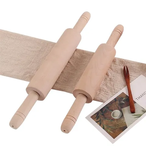 Rouleau à Pâtisserie en Bois de Hêtre Naturel Rouleau en Bois Professionnel Non Peint pour Pizza Tartes Pâte Cuisine