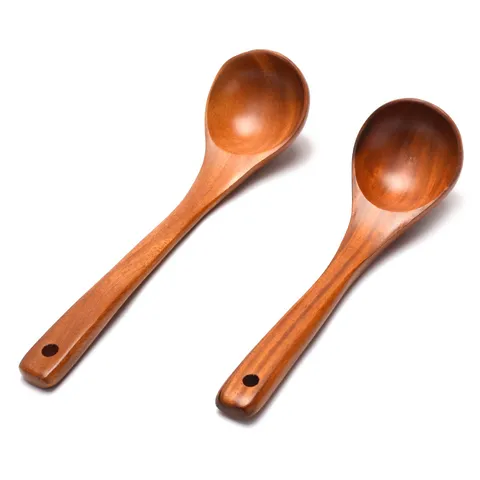 Japanese Style Long Handle Wood Soup Spoon Natural Wood Tableware For Ramen Hot Pot Kitchen Serving Spoon For Adults