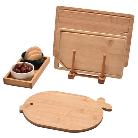 Double Sided Bamboo Cutting Board For Kitchen Fruit Vegetable Complementary Food Cartoon Animal Shaped Chopping Block Household Mini Dormitory Portable Board