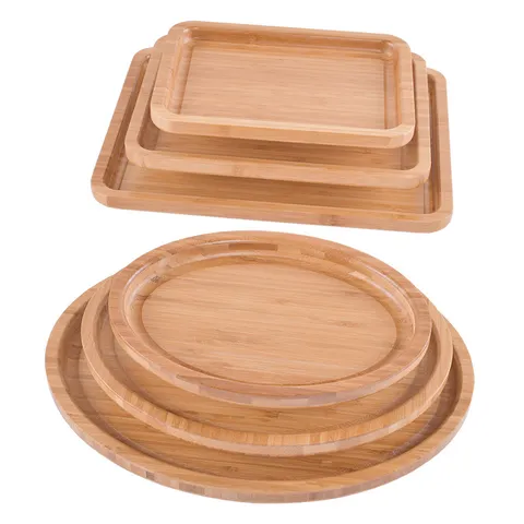 Vassoio da Portata in Bambù Naturale Rettangolare Ovale Vassoio da Tè in Legno Con Manici per Hotel Casa Cucina Caffè Cibo Frutta Piatto Decorativo