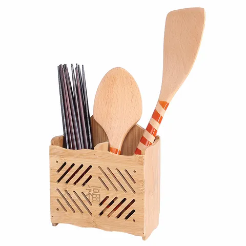 Porte-Baguettes en Bambou Minimaliste Moderne Suspendu Boîte de Rangement pour Ustensiles de Cuisine Égouttoir à Vaisselle Ajouré en Forme de Pomme